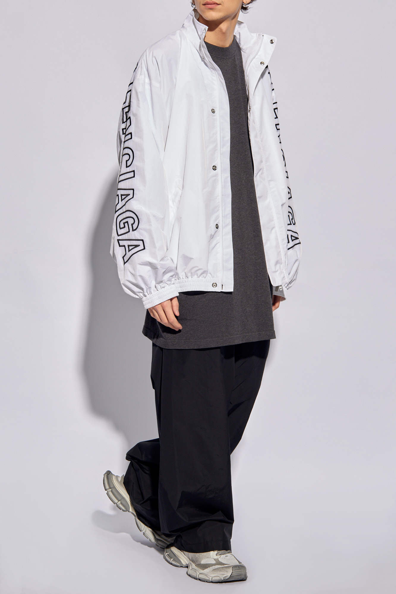 White Jacket with logo Balenciaga caps wallets clothing loafers Coats Jackets SchaferandweinerShops Canada